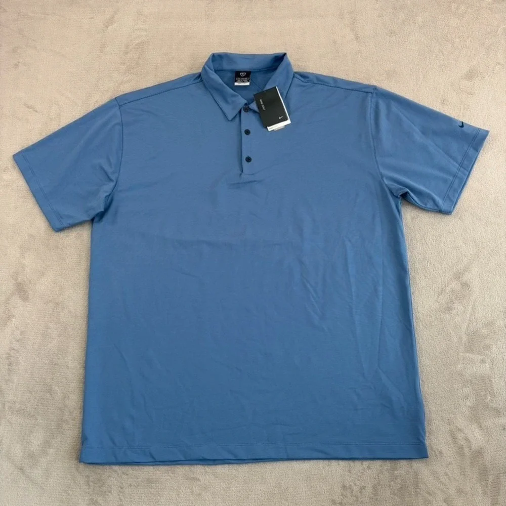 NIKE GOLF Stretch Dri-FIT UV Fine Line Sport Golf Polo Shirt Men‎ 2XL Blue NWT